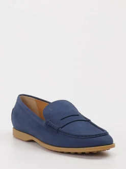 Tod's – Loafer aus Leder in Jeansblau