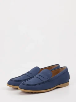 Tod's – Loafer aus Leder in Jeansblau