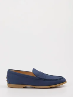 Tod's – Loafer aus Leder in Jeansblau