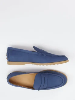 Tod's – Loafer aus Leder in Jeansblau