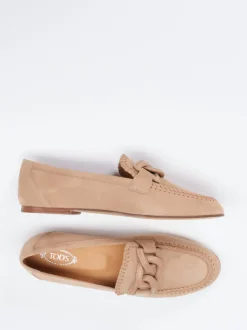 Tod's – Loafer aus Nubukleder in Beigebraun