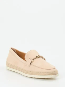 Tod's – Loafer aus Veloursleder in Puderrosa