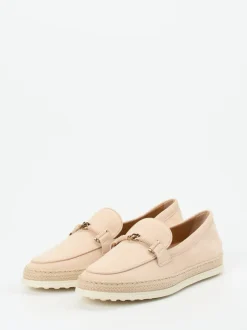 Tod's – Loafer aus Veloursleder in Puderrosa