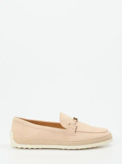 Tod's – Loafer aus Veloursleder in Puderrosa