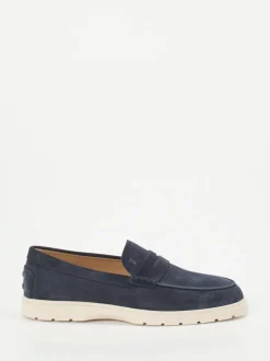Tod's – Loafer aus Veloursleder in Nachtblau