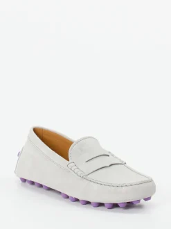 Tod's – Loafer aus Veloursleder in Hellgrau
