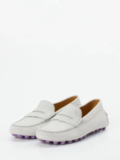 Tod's – Loafer aus Veloursleder in Hellgrau
