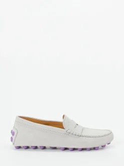 Tod's – Loafer aus Veloursleder in Hellgrau