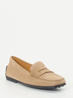 Tod's – Loafer aus Veloursleder sandbeige