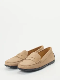 Tod's – Loafer aus Veloursleder sandbeige