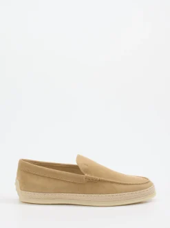 Tod's – Loafer aus Veloursleder in Sandbeige
