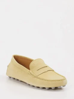 Tod's – Loafer aus Veloursleder in Hellgelb