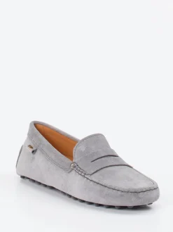 Tod's – Loafer aus Veloursleder in Hellgrau