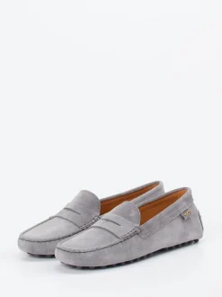Tod's – Loafer aus Veloursleder in Hellgrau