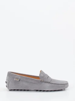 Tod's – Loafer aus Veloursleder in Hellgrau