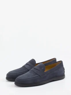 Tod's – Loafer aus Veloursleder in Dunkelblau