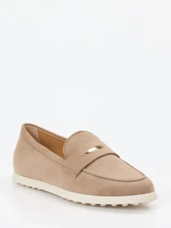 Tod's – Loafer aus Veloursleder Sandbeige