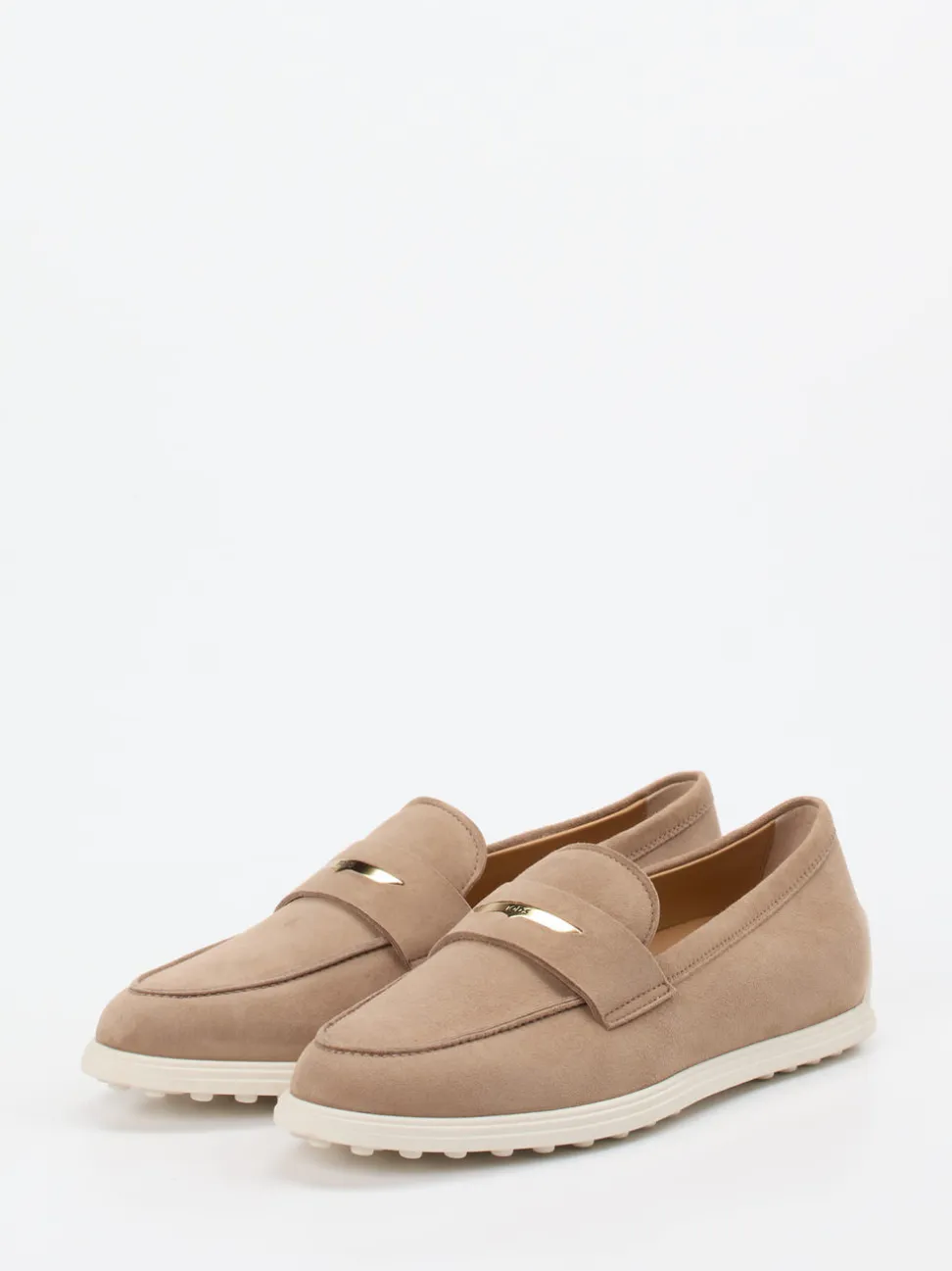 Tod's – Loafer aus Veloursleder Sandbeige