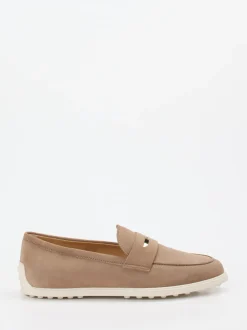 Tod's – Loafer aus Veloursleder Sandbeige