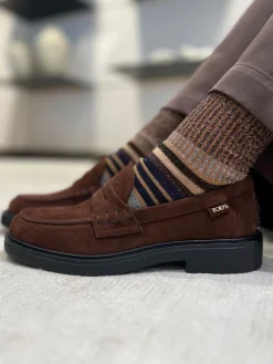 Tod's – Loafer aus Veloursleder schokoladenbraun