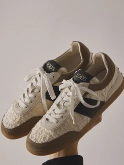 Tod's – Low-Top-Sneaker aus Veloursleder und Teddytextil