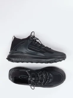 Tod's – Mid-Top Sneaker aus Textil in Schwarz