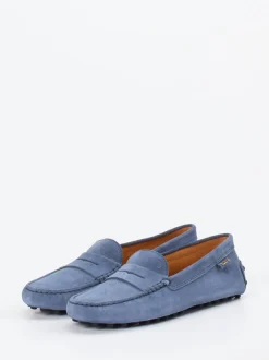 Tod's – Mokassin aus Veloursleder jeansblau