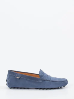 Tod's – Mokassin aus Veloursleder jeansblau