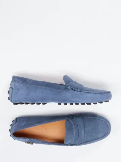 Tod's – Mokassin aus Veloursleder jeansblau
