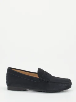 Tod's – Penny Loafer aus Veloursleder in Blau