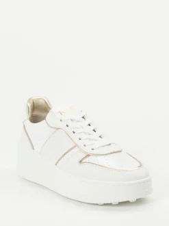 Tod's – Plateau-Sneaker aus Kalbleder Weiß-Gold
