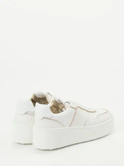 Tod's – Plateau-Sneaker aus Kalbleder Weiß-Gold
