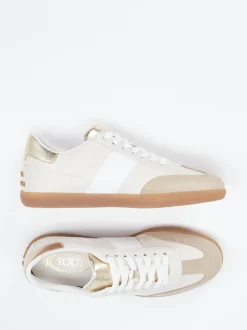 Tod's – Retro-Sneaker aus Velours- und Glattleder beige