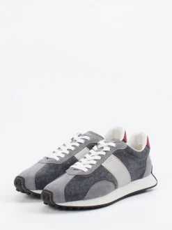 Tod's – Retro-Sneaker aus Veloursleder grau