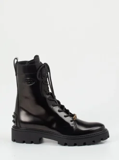 Tod's – Schnürboots aus Hochglanzleder Schwarz