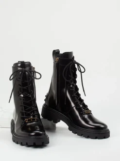 Tod's – Schnürboots aus Hochglanzleder Schwarz