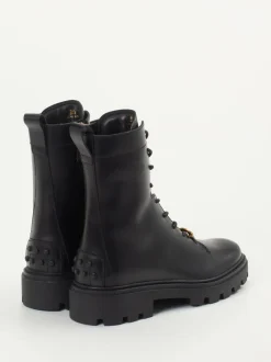 Tod's – Schnür-Boots aus Kalbleder Schwarz