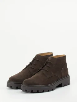 Tod's – Schnürboots aus Veloursleder Dunkelbraun