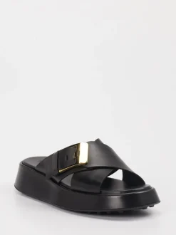 Tod's – Slides aus Lammleder Schwarz