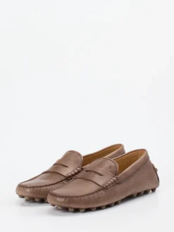 Tod's – Slipper aus genarbtem Kalbleder braun