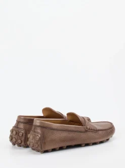 Tod's – Slipper aus genarbtem Kalbleder braun