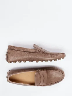 Tod's – Slipper aus genarbtem Kalbleder braun
