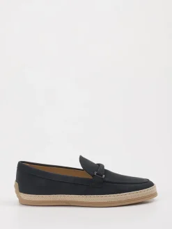 Tod's – Slipper aus Leder mit Bastdetails