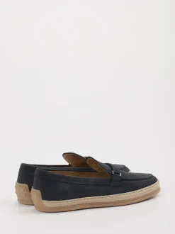 Tod's – Slipper aus Leder mit Bastdetails