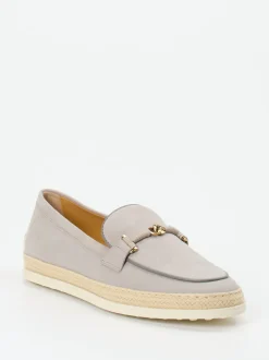 Tod's – Slipper aus Nubukleder mit Bastsohle
