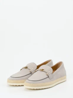 Tod's – Slipper aus Nubukleder mit Bastsohle
