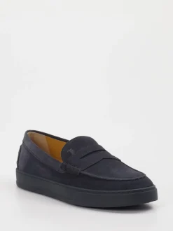 Tod's – Slipper aus Veloursleder Dunkelblau