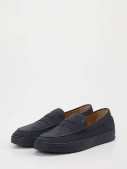 Tod's – Slipper aus Veloursleder Dunkelblau