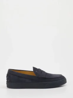 Tod's – Slipper aus Veloursleder Dunkelblau