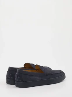 Tod's – Slipper aus Veloursleder Dunkelblau
